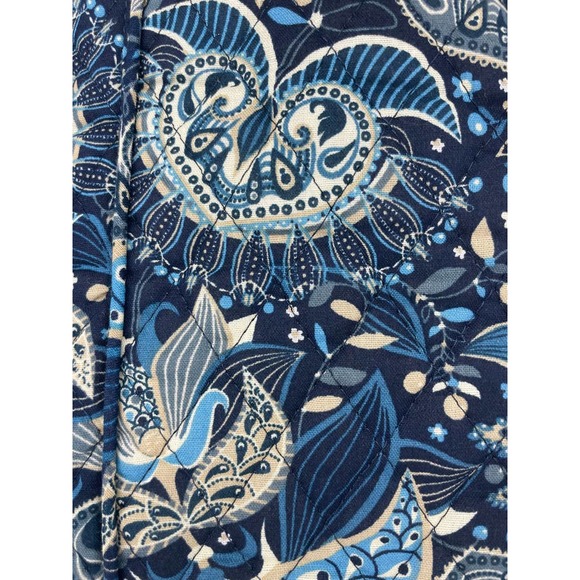 Mary Maxim Blue Paisley Cotton Shoulder Bag Quilted Tote Zippered - Picture 2 of 8